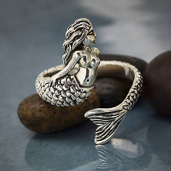 Nina Designs – wholesale Cocktail/statement ring – Sterling Silver or Bronze Adjustable Mermaid Ring