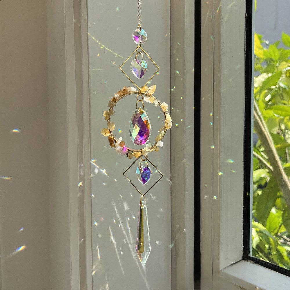 Dipped Shop - Wholesale Suncatcher - Colorful Stone Cross Crystal Home Hangings DP25A9278