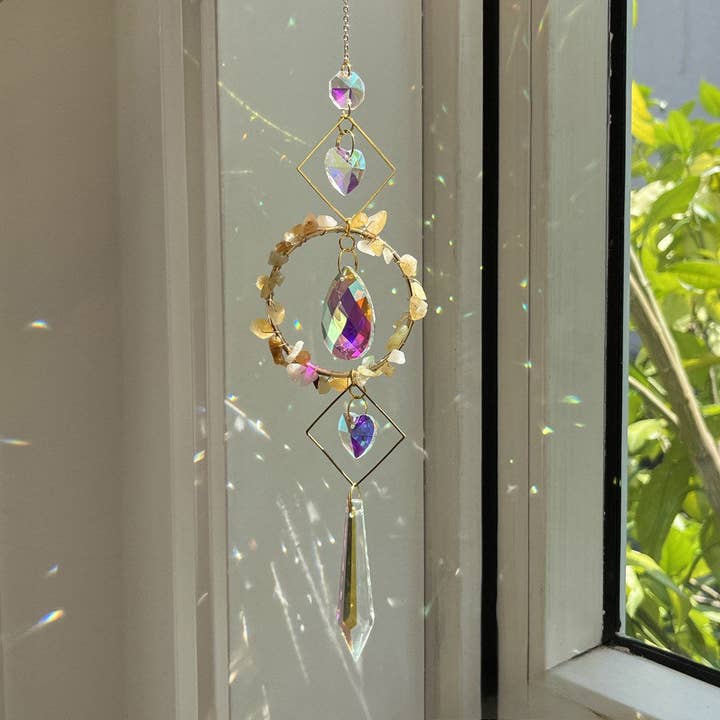 Dipped Shop - Wholesale Suncatcher - Colorful Stone Cross Crystal Home Hangings DP25A9278