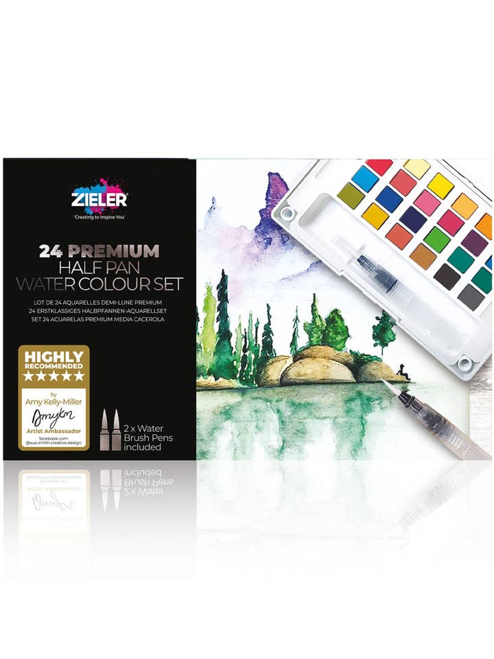 Zieler Premium 24 Half Pan Watercolor Set with Brushes for wholesale by Chartpak, Inc.