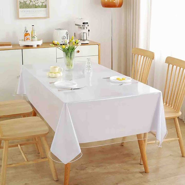home mart goods - Wholesale Tafelkleed - Tafelkleed van vinyl met doorzichtige gestikte rand, beschermend tafelkleed