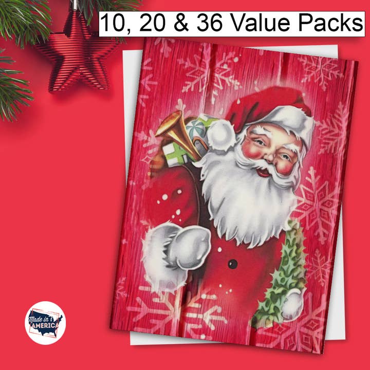 Nostalgic Santa Christmas Card Set - Box of 10 + Envelope for wholesale by Wright Card Company