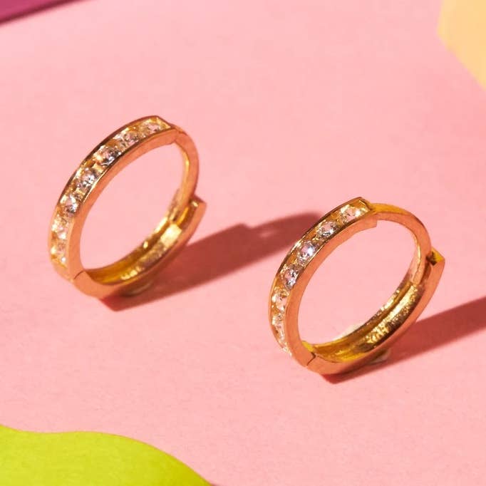 Ofina Jewelry - Wholesale Huggie Earrings - 10k Solid Gold Channel CZ Huggie10