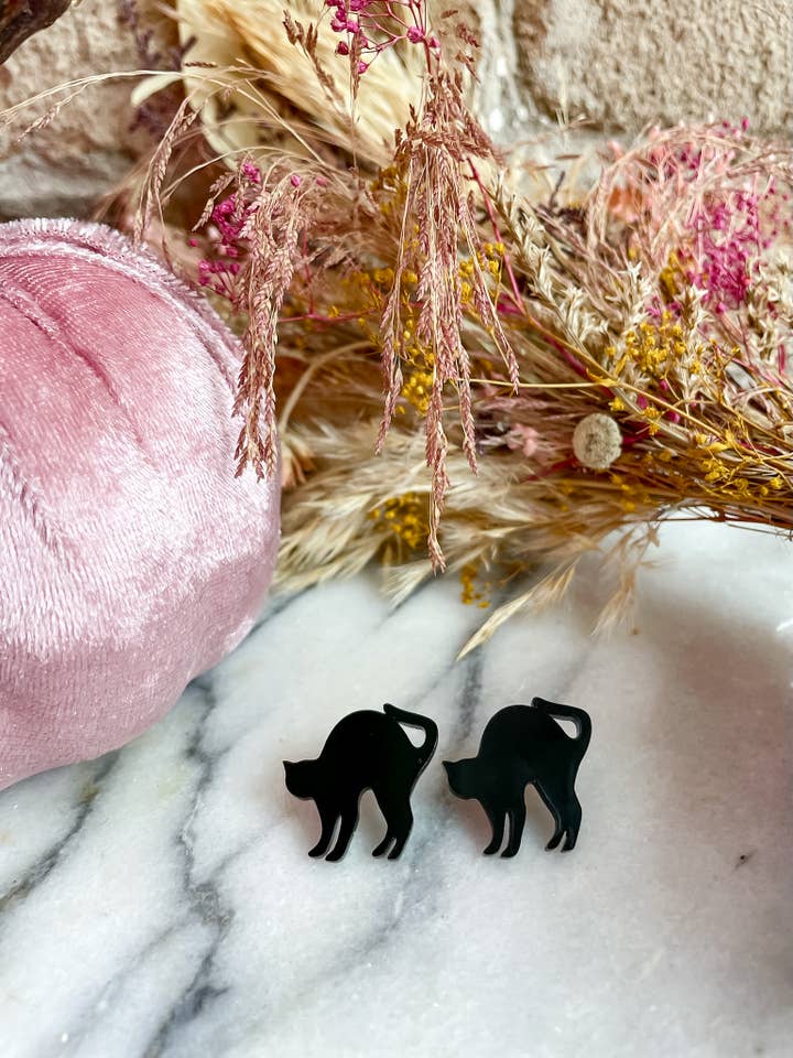 Black Cat Earrings for wholesale by Glamfetti