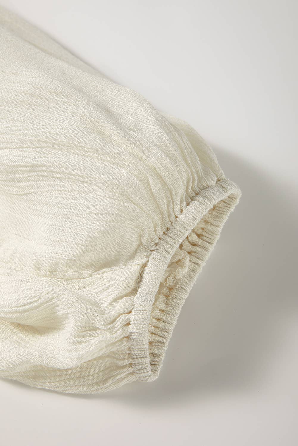 Beige Floral Embroidered Textured Spring Puff Sleeve Loose Shirt for wholesale on Faire14