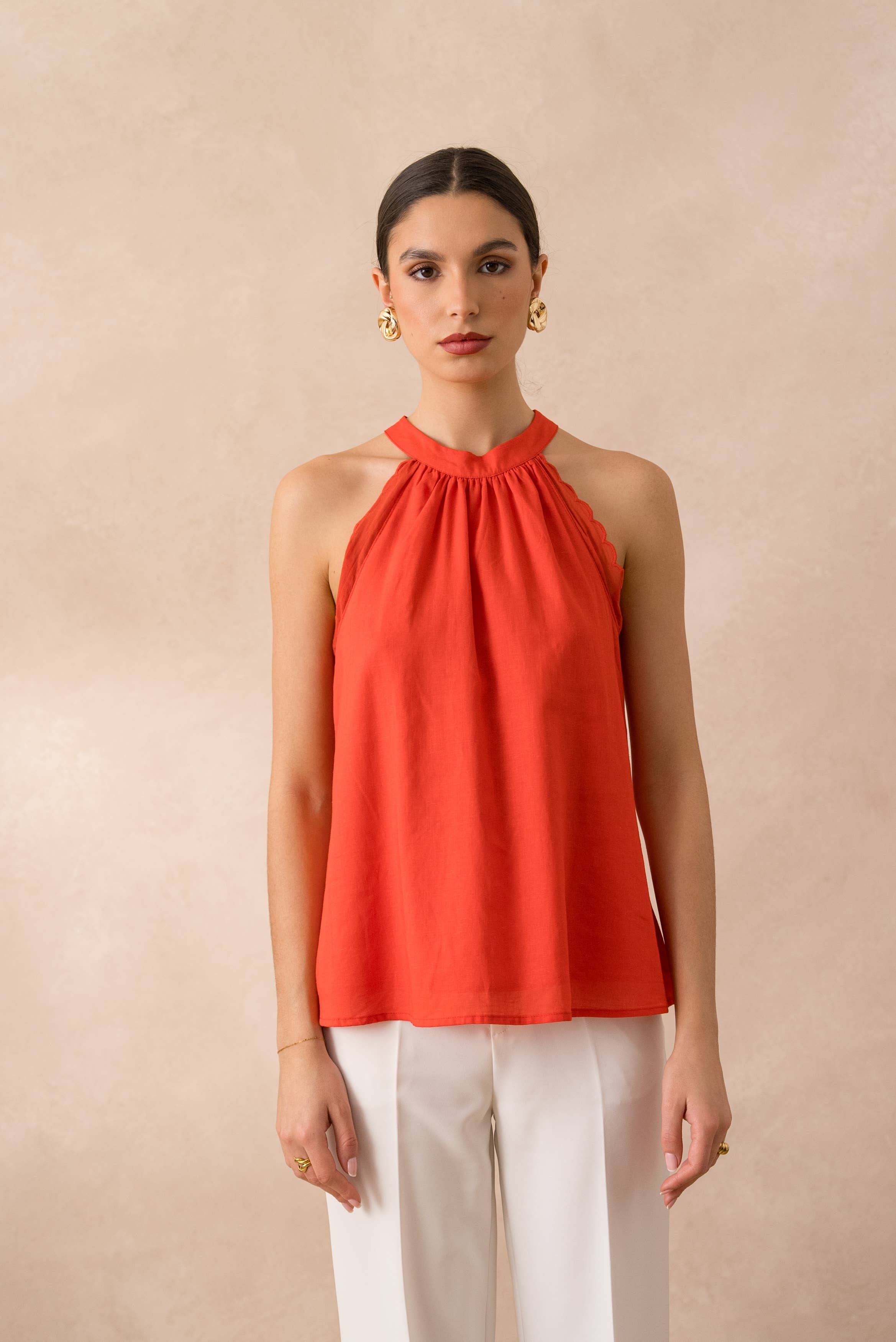 Attentif Paris - Wholesale Blouse - Women's - Top with bow neckline containing linen27