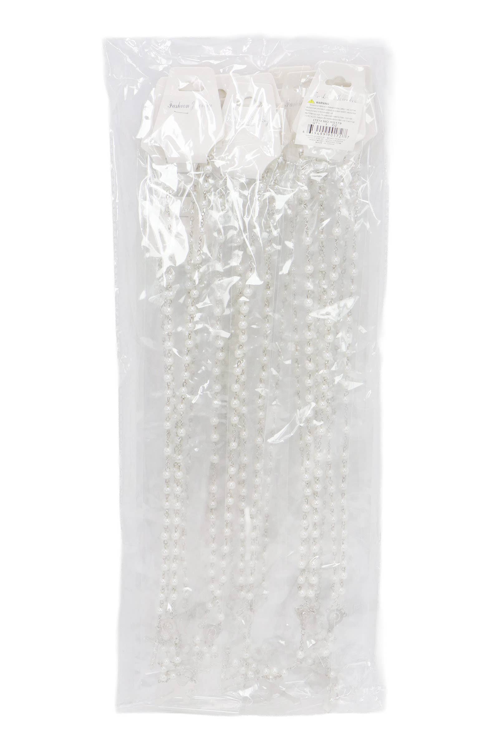 AS SHOWN True Cross White Prayer Beads Rosary Necklace for wholesale on Faire5