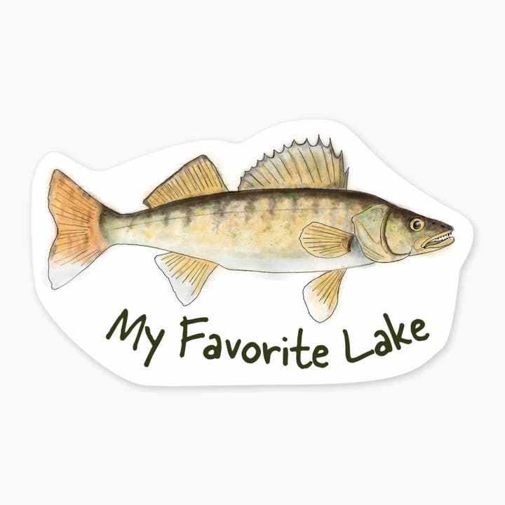 Walleye - Autocollant avec nom de 3 pouces pour la vente par Nice Enough Stickers