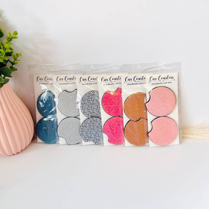 MarissaDDesigns - Wholesale Car Coaster - Women's - Dotted Neoprene Car Coasters – Trendy Cute Car Accessory20