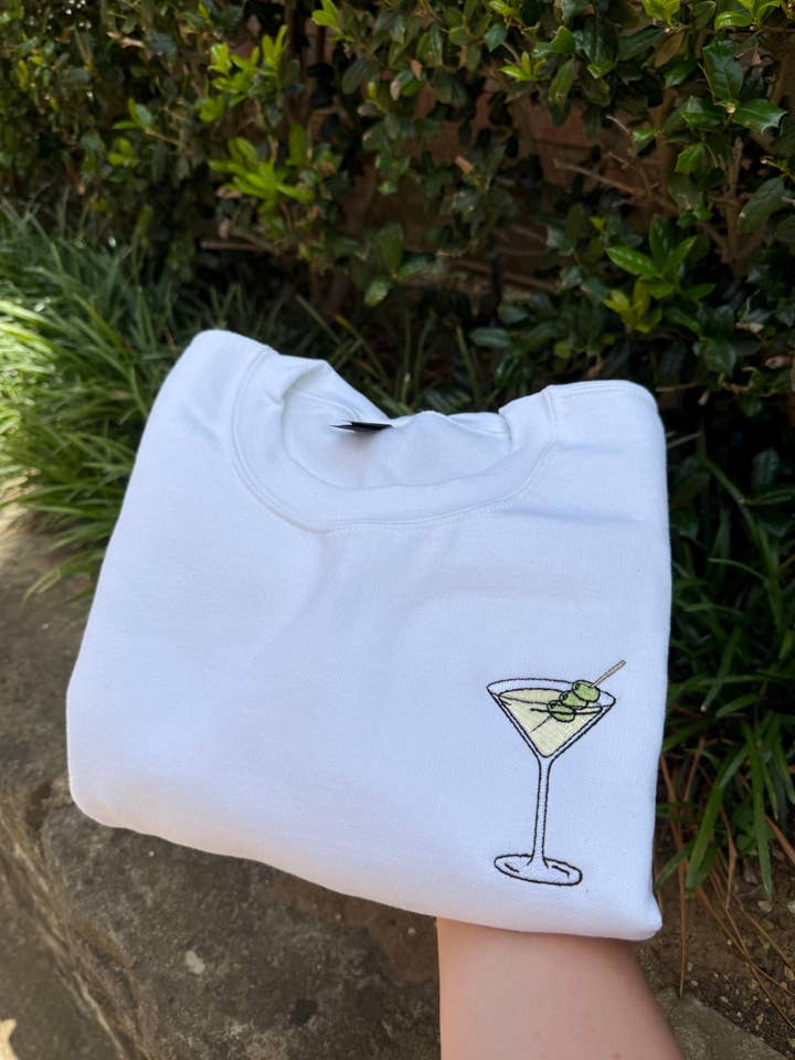 ART OF DOTS - Wholesale Sweatshirt - Women's - Embroidered Martini Crewneck Sweatshirt - Gift for Her