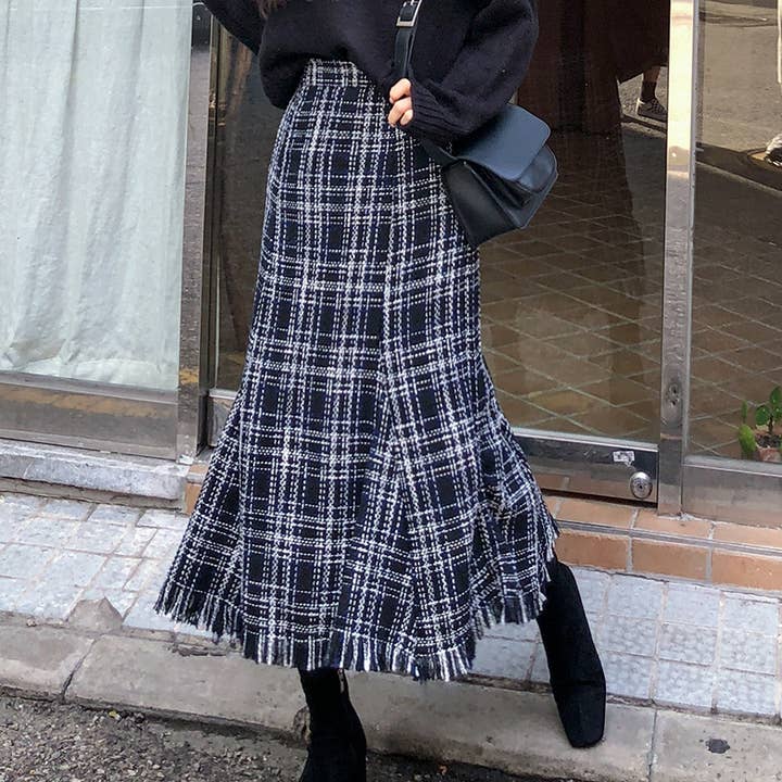 High waisted plaid skirt in bulk deals