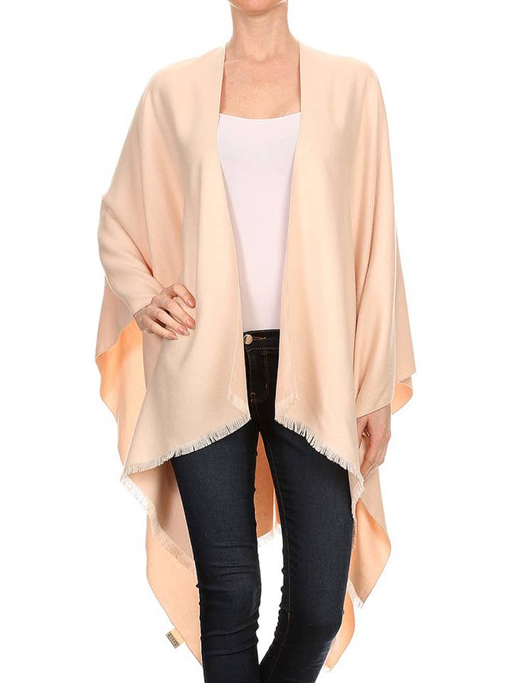 Cap Zone – wholesale Poncho – Women's – Solid Faux Cashmere Open Cape Poncho