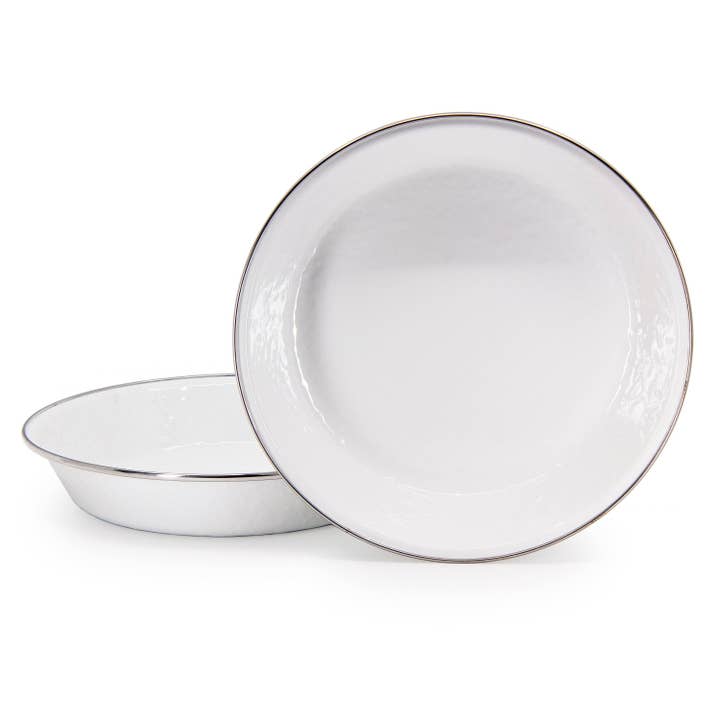 Crow Canyon Home - Wholesale Serving Plate - Golden Rabbit Enamelware Solid White Pie Plate