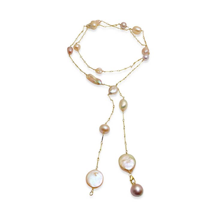 Collier Lariat Lux Simple Rose Fard pour la vente par Delisch Jewelry & Accessories