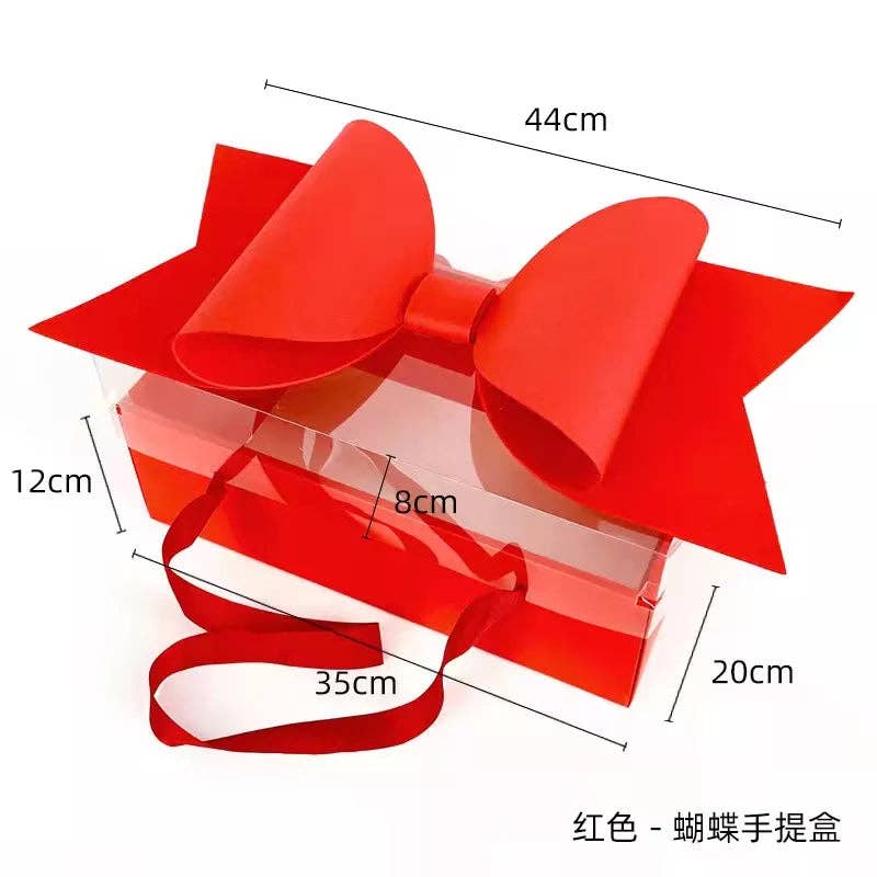 Elegant Design Supply - Wholesale Gift Box - Big Bow Rectangle Flower Box with Clear Lid16