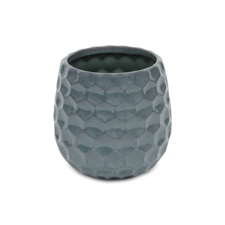 Cheungs Home Decor - Wholesale Plant Pot - Blue Hexagon Patterned Ceramic Planter