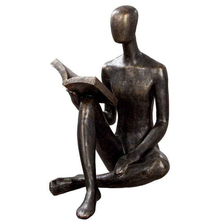 Skulptur Person Reading bronzefarben H. 80 cm, VE 1 für den Großhandel von Gilde Handwerk Macrander GmbH & Co. KG