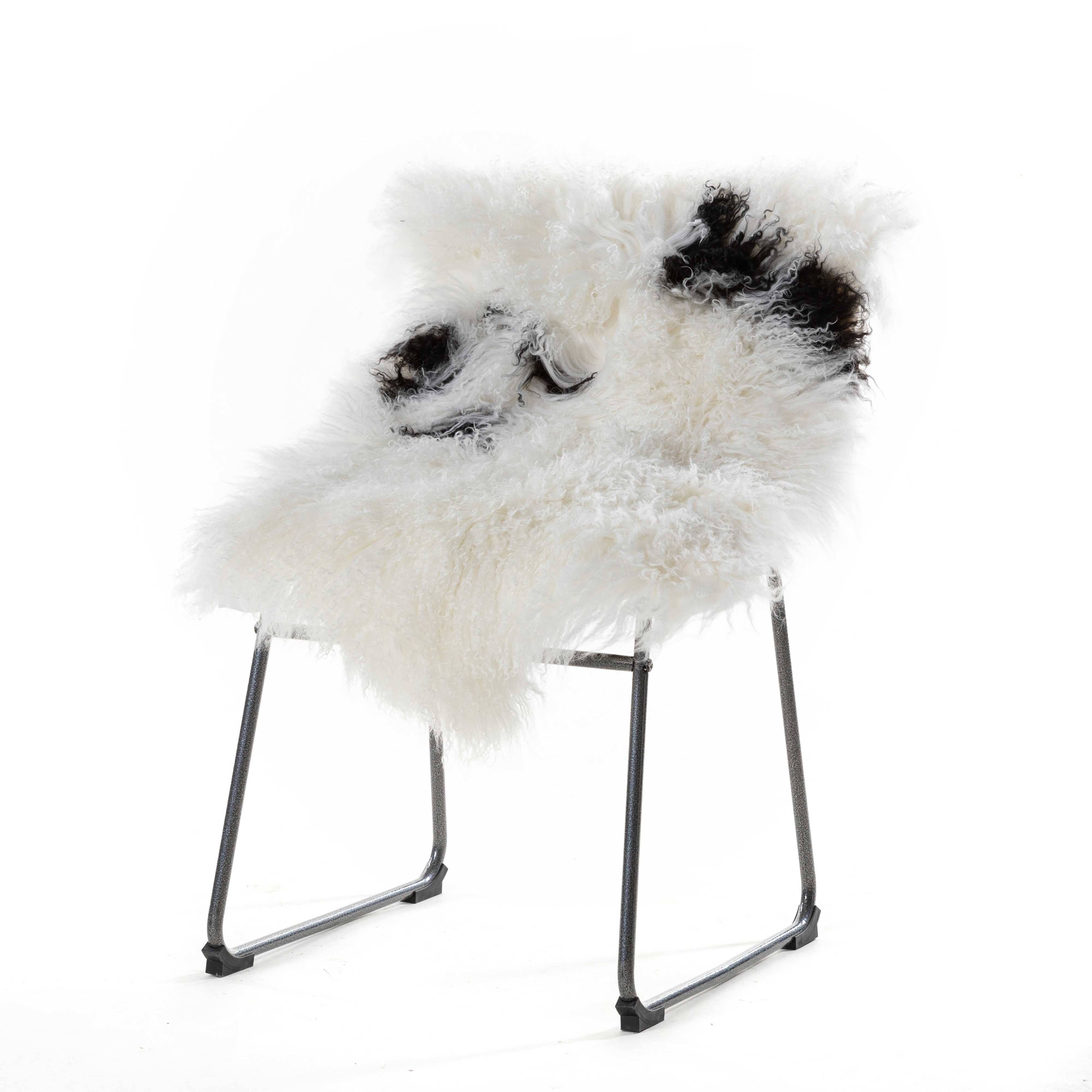 HUIRESOURCE - Vente Plaids - Fourrure d'agneau mongol avec poils naturellement bouclés en couleur mélangée5