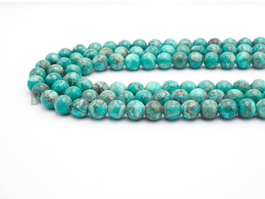 BestBeads&Beyond - Wholesale Beads - Smooth Round Africa Turquoise beads, 6mm/8mm/10mm/12mm Blue Green Gemstone beads, Africa Turqoise beads, 15.5inch strand, SKU#U2682