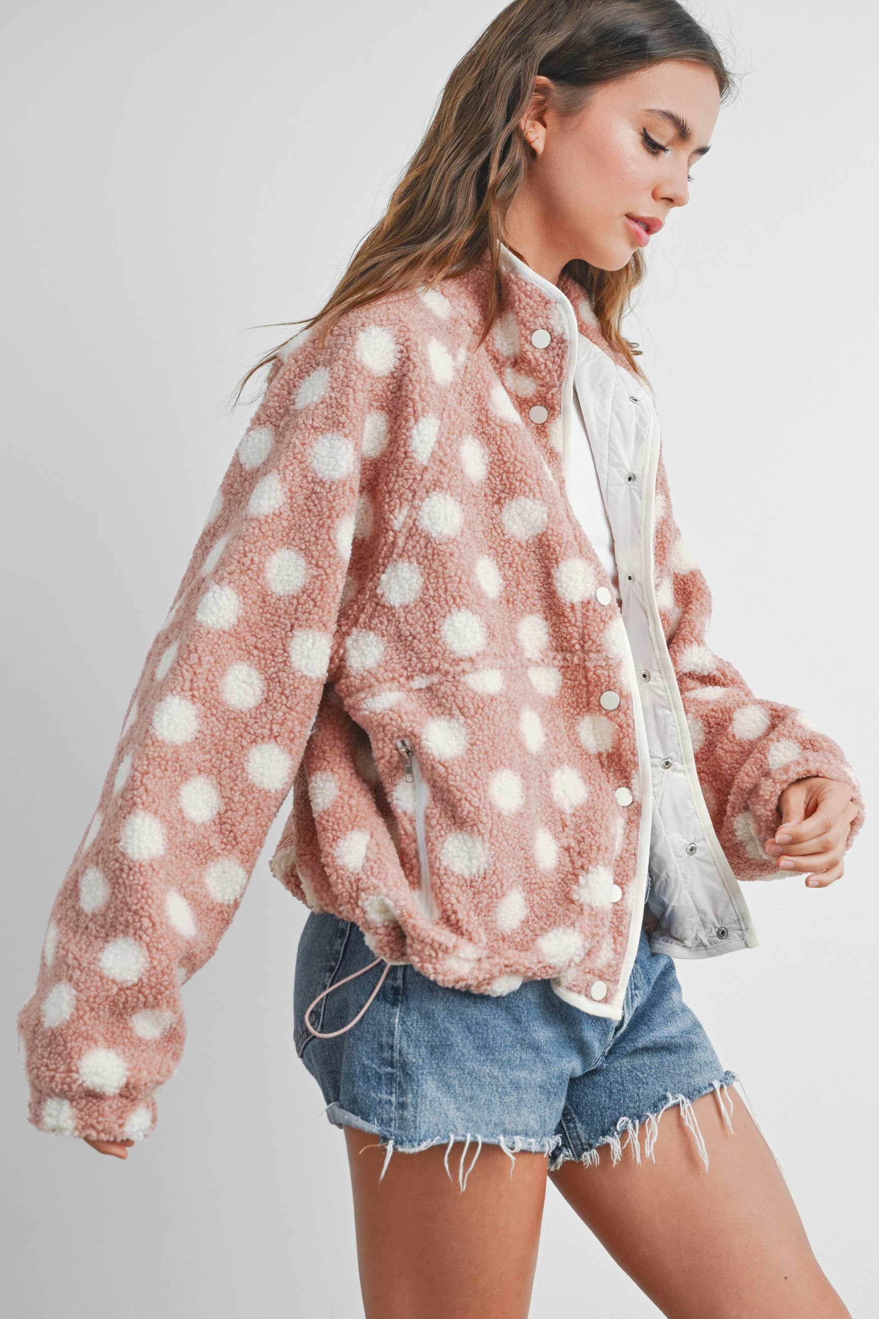 BUTTERMELON - Wholesale Jacket - Women's - Fall/Winter Polka Dot Button Down Jacket - BMJ742015