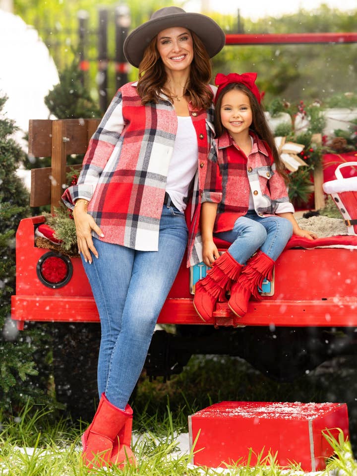 Mommy & Me Perfect Pair Red Flannel Long Sleeve Shirt for wholesale on Faire