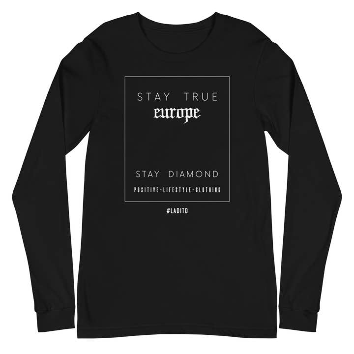 Stay True (Europe) met lange mouwen - Zwart voor wholesale door Positive Lifestyle Clothing