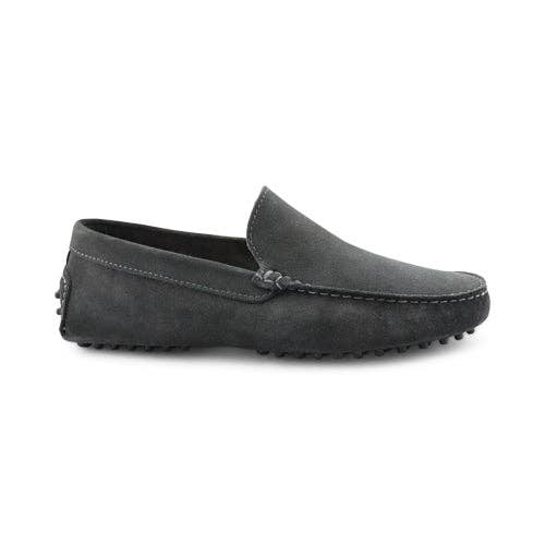 Dark grey suede loafers with rubber pads for wholesale by Otisopse