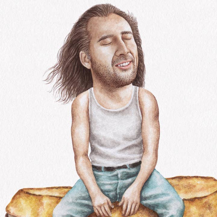 Celebs on Sandwiches - Wholesale Art Print - Nic Cage - Con Air - Watercolor Print1