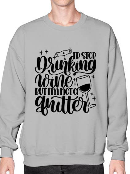 smetto di bere vino 1177# - vino - Felpa - Girocollo per la vendita all'ingrosso da parte di tshirt unlimited