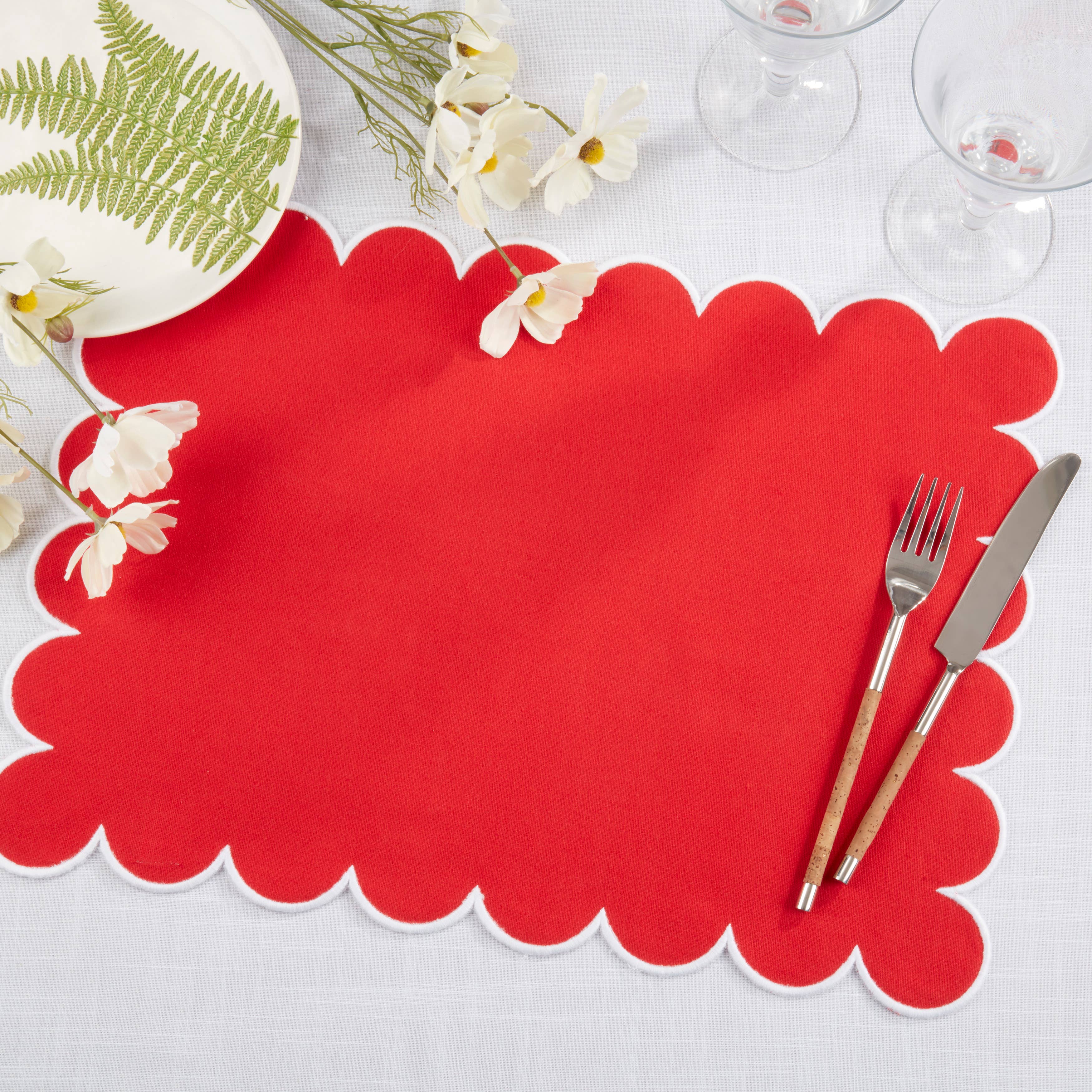 Saro Lifestyle – wholesale Placemat – Cotton Scalloped Placemat20