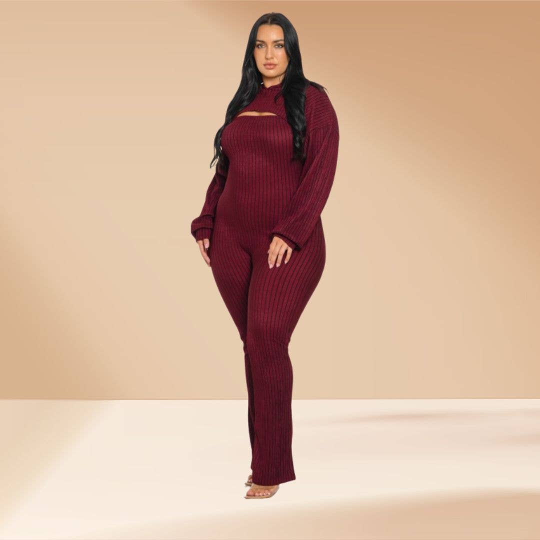 Celystrends – wholesale Jumpsuit - Dam – Plus size randig 2-delad jumpsuit14