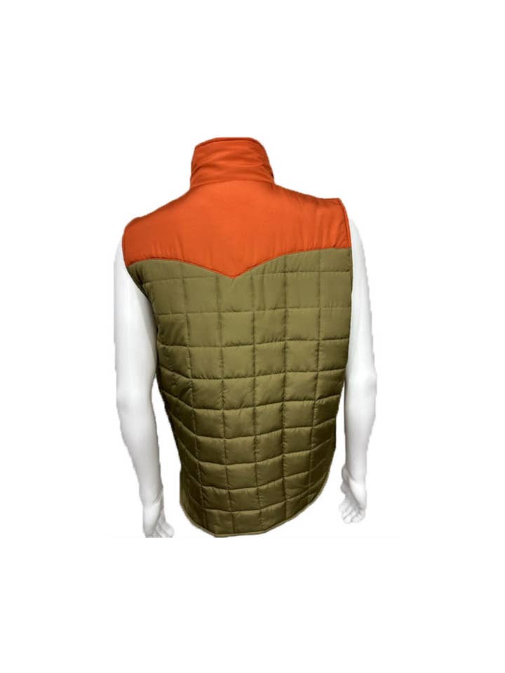 green orange Men's Western Aztec Vest Style#-M-24213 for wholesale on Faire