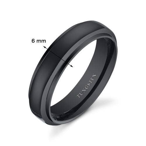 Peliani - Wholesale Band/Stacked Ring - Black Color 6mm Unisex Premium Tungsten Band Size 6.51