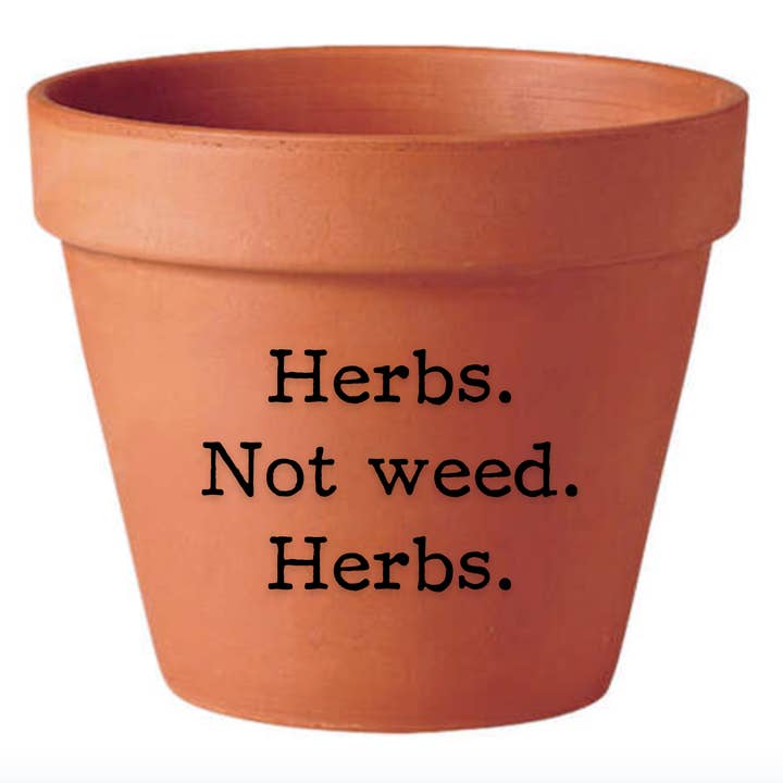 Herbs, Not Weed, Herbs Terra Cotta Flower Pot for wholesale by Buffalovely