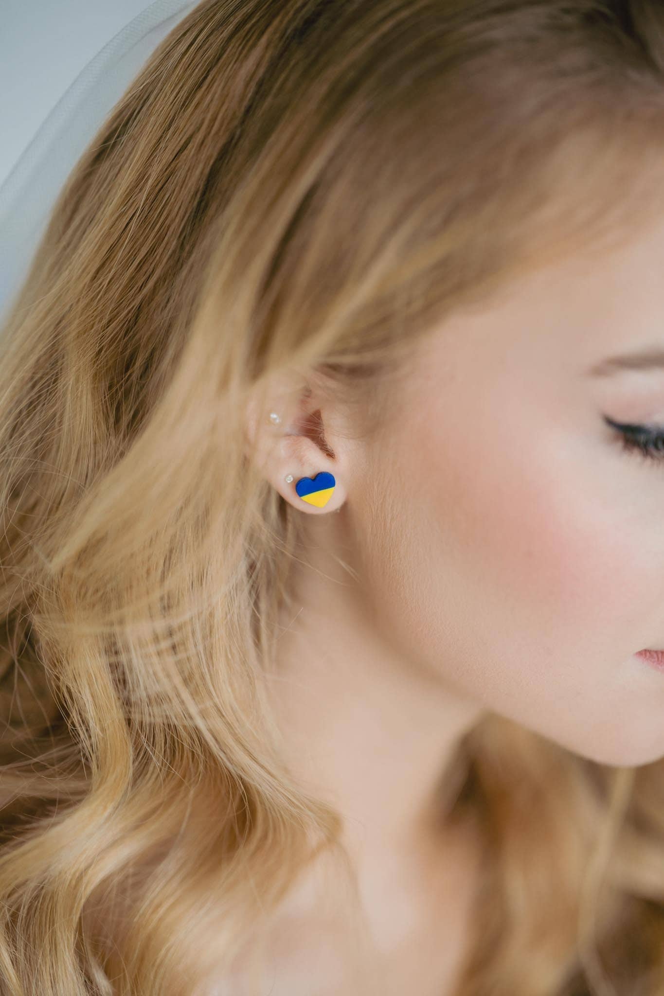 Giggle with Love - Wholesale Stud/Post Earrings - Ukraine Clay Heart Studs, Ukraine Fundraiser, Ukraine Flag Stud Earrings, Stand With Ukraine, Ukraine Flag Studs, Support Ukraine Earrings9