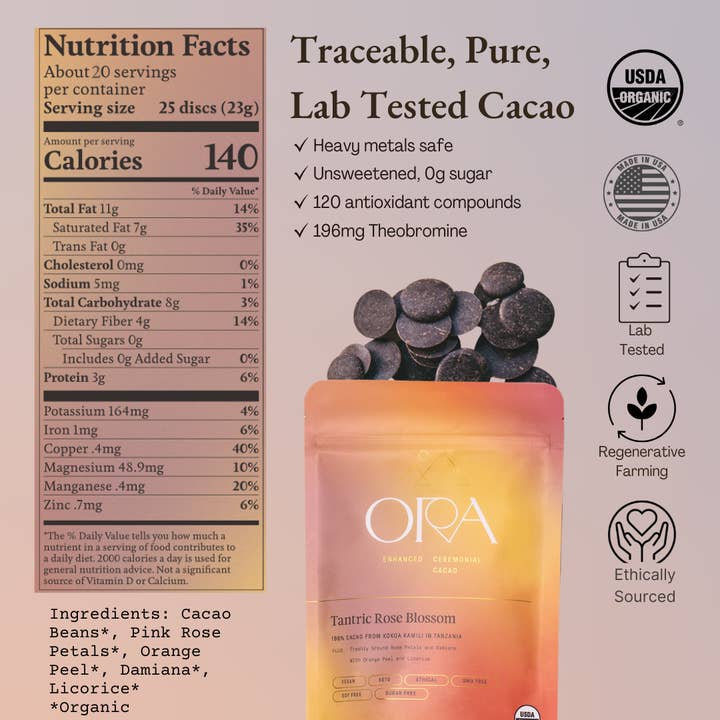 Ora Cacao – wholesale Varm chokladmix/-kit – Tantric Rose Blossom Cacao – Ekologisk ceremoniell choklad1