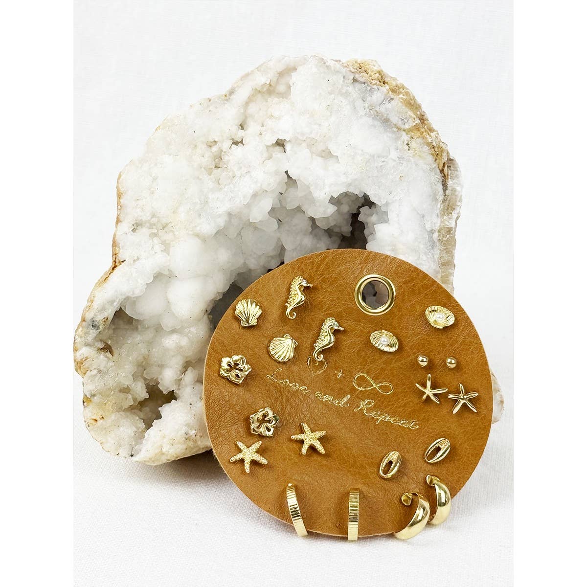 GOLD All about Beach Theme Earrings for wholesale on Faire0