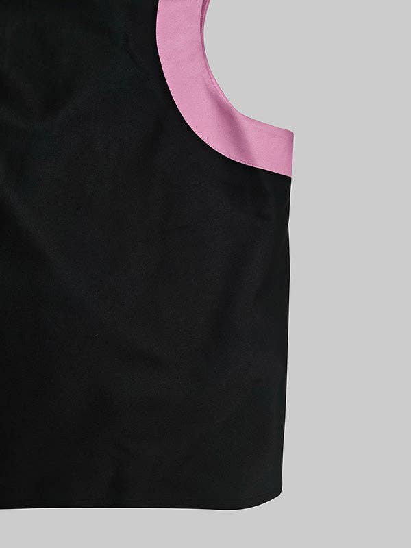 NEGRO Vestidos largos sin mangas con cuello redondo plisados y juntas divididas de venta al por mayor en Faire10