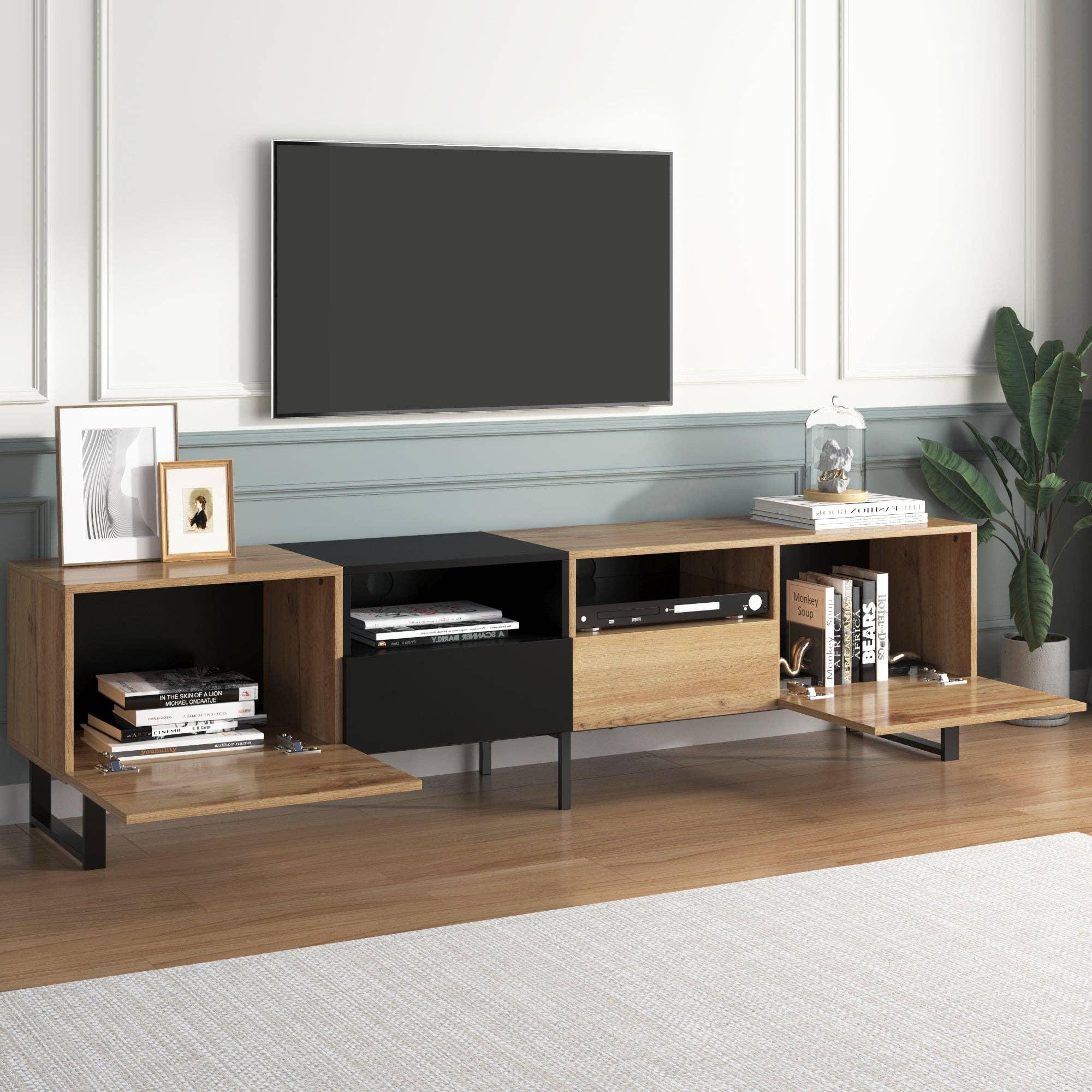 Urban Meuble - Wholesale Console Table - Modern TV stand with black and wood design and spacious storage space MODAI7