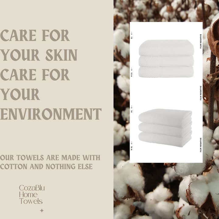 Cozablu Home Towels - Wholesale Hand Towel - 6 Pack Luxury Hand Towels size16x26,100% Cotton WhiteÂ