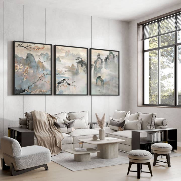 Grandes photos pour le salon | Ensemble de 3 impressions d'art mural pour la vente par About Wall Art