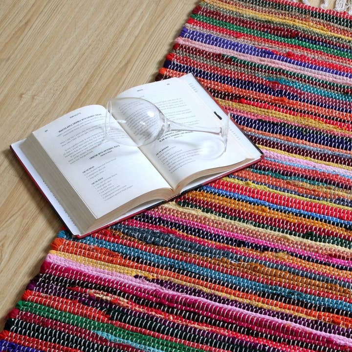 Second Nature Online - Venta al por mayor Alfombra pequeña - Alfombra de trapo SHANTI Shabby Chic, multicolor, diseño de tejido plano