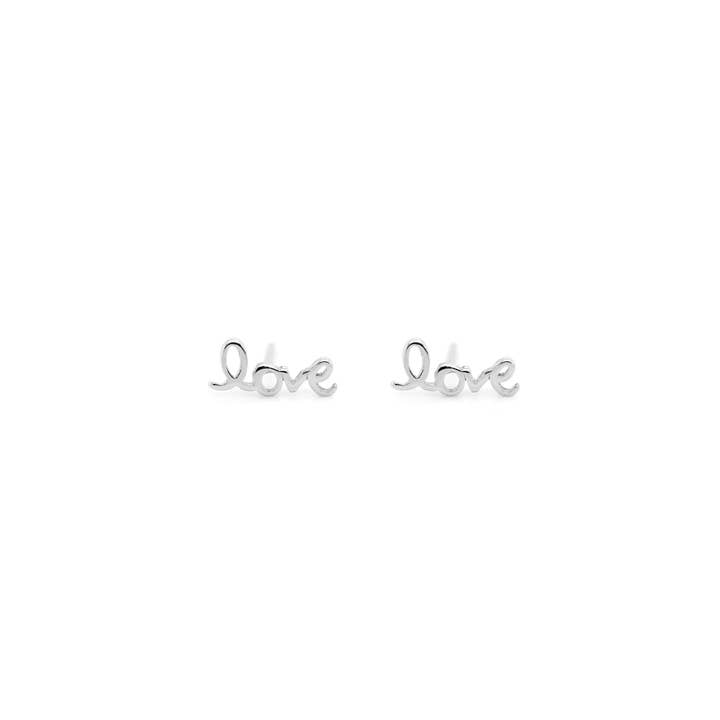 Aurora Jewels - Wholesale Stud/Post Earrings - Cursive "Love" Studs