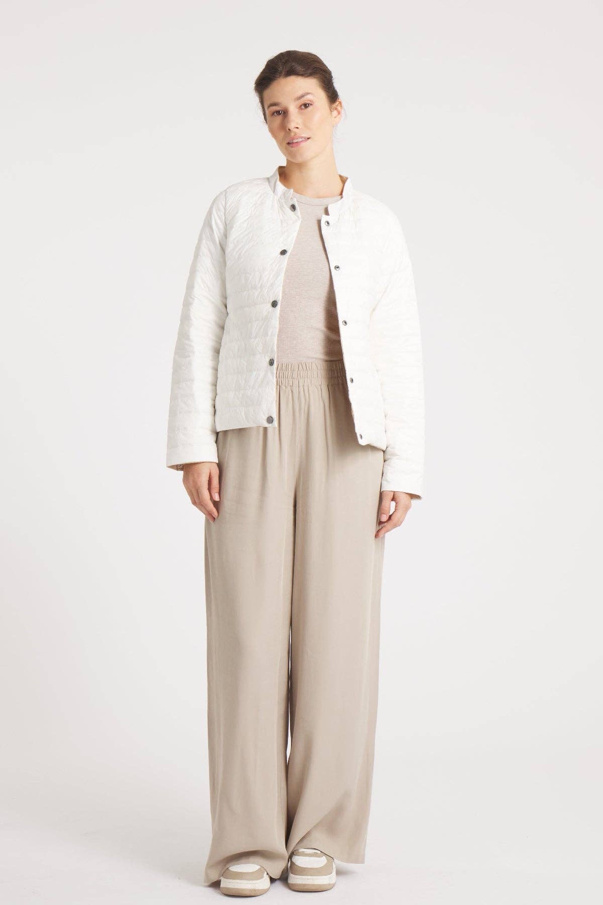 Cotes of London - Wholesale Puffer Jacket - Women's - The Leicester in Matte | 2 in 1 Reversible Down Jacket | Camel / Ivory1