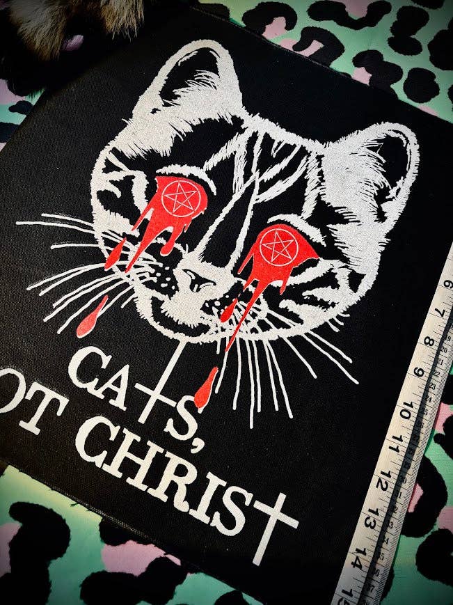 Three Raccoons - Wholesale Patch - Cats, not Christ large back patch.3