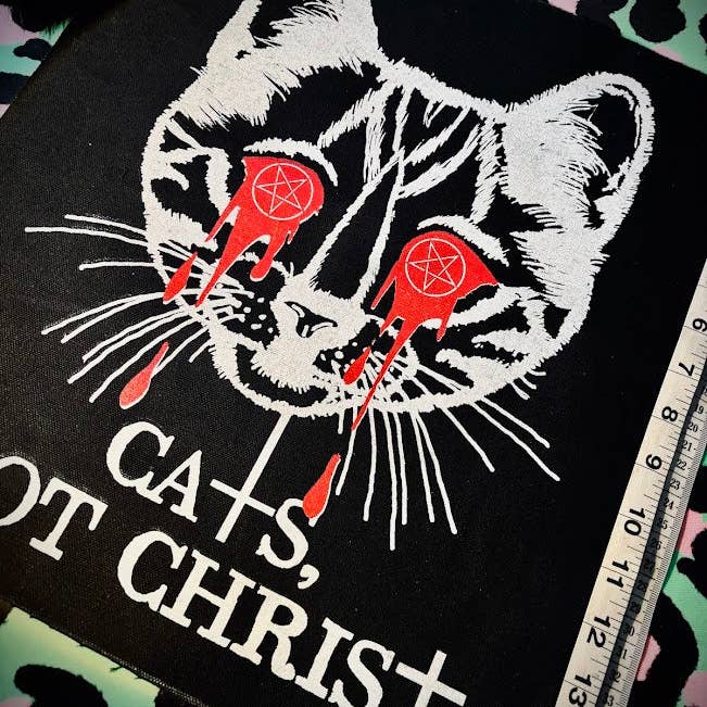 Three Raccoons - Wholesale Patch - Cats, not Christ large back patch.3