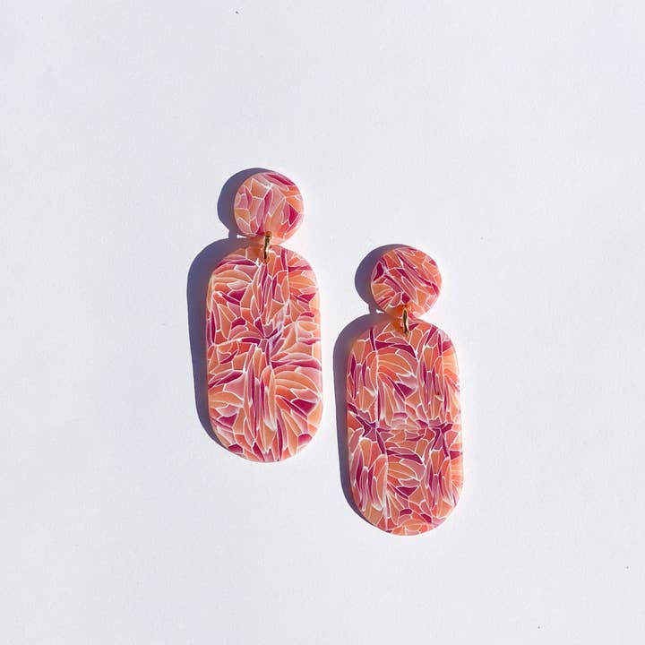 warm toned ‘stained glass’ earrings for wholesale by The Color Theory