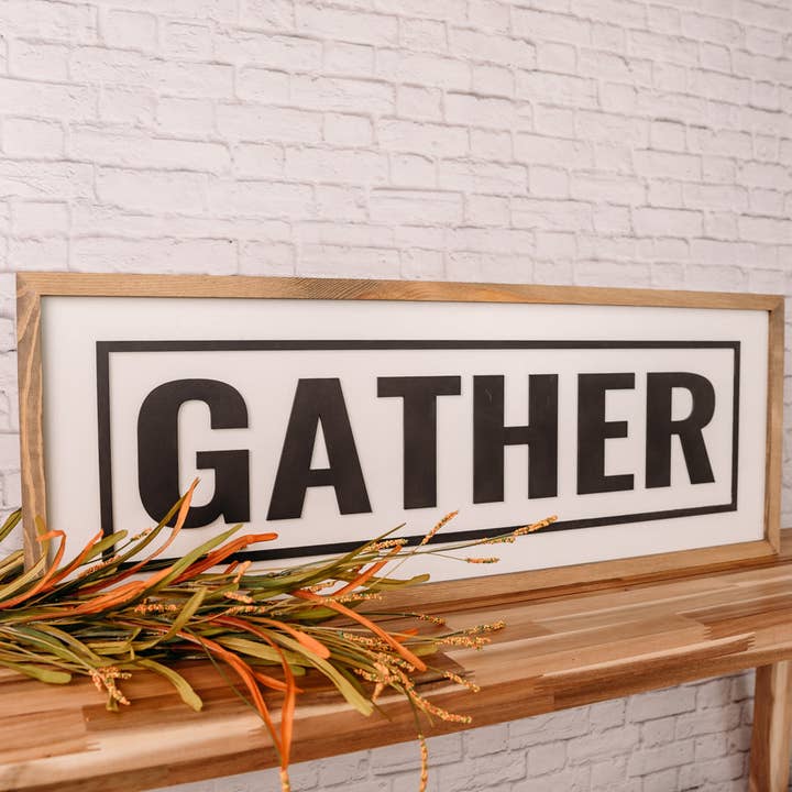 Nail and Hook Laser Cut Home Decor - Wholesale Sign - Gather | 13x35 inch Wood Sign | Kitchen Sign6