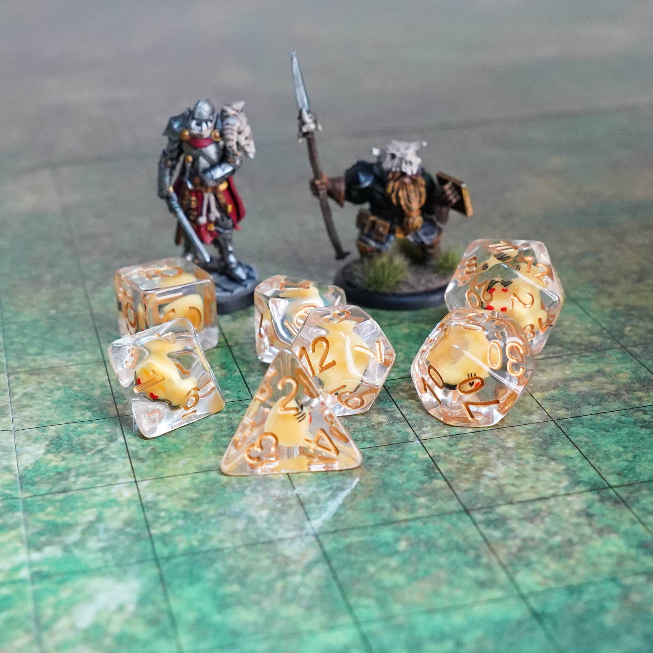 FanRoll by Metallic Dice Games - Wholesale Dice - Cat Dice Resin Polyhedral Set2