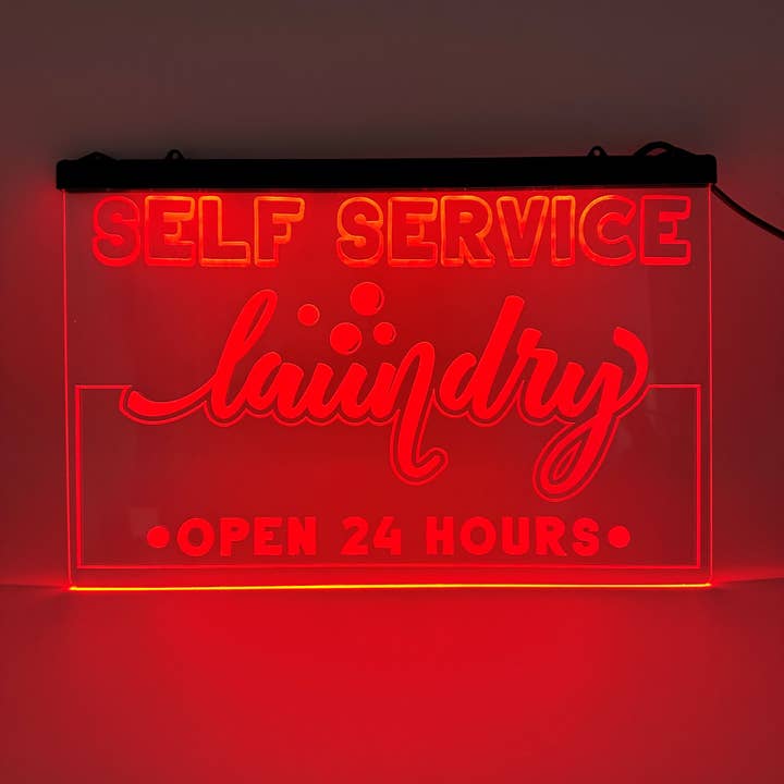 Color Changing LED Sign - Self Service Laundry (Hanging) for wholesale by The 308 Collective